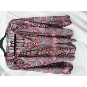 Foxcroft Women's Long Sleeve Paisley Print Blouse Size 8